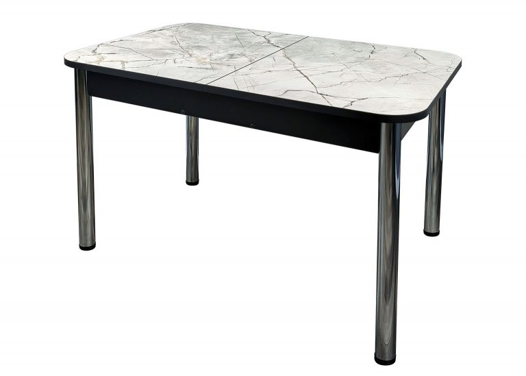 Стол Премьер раздвижной 170 x 90 (+50) см / Прямоугольный / Пластик Азул Оникс / Опора 4 Хром РУСТ